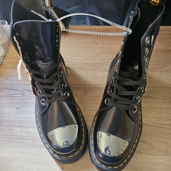 Dr Martens Jadon Alt Boot Womens 8 Buttero Black Combat Goth Platform Steampunk - Picture 8 of 8